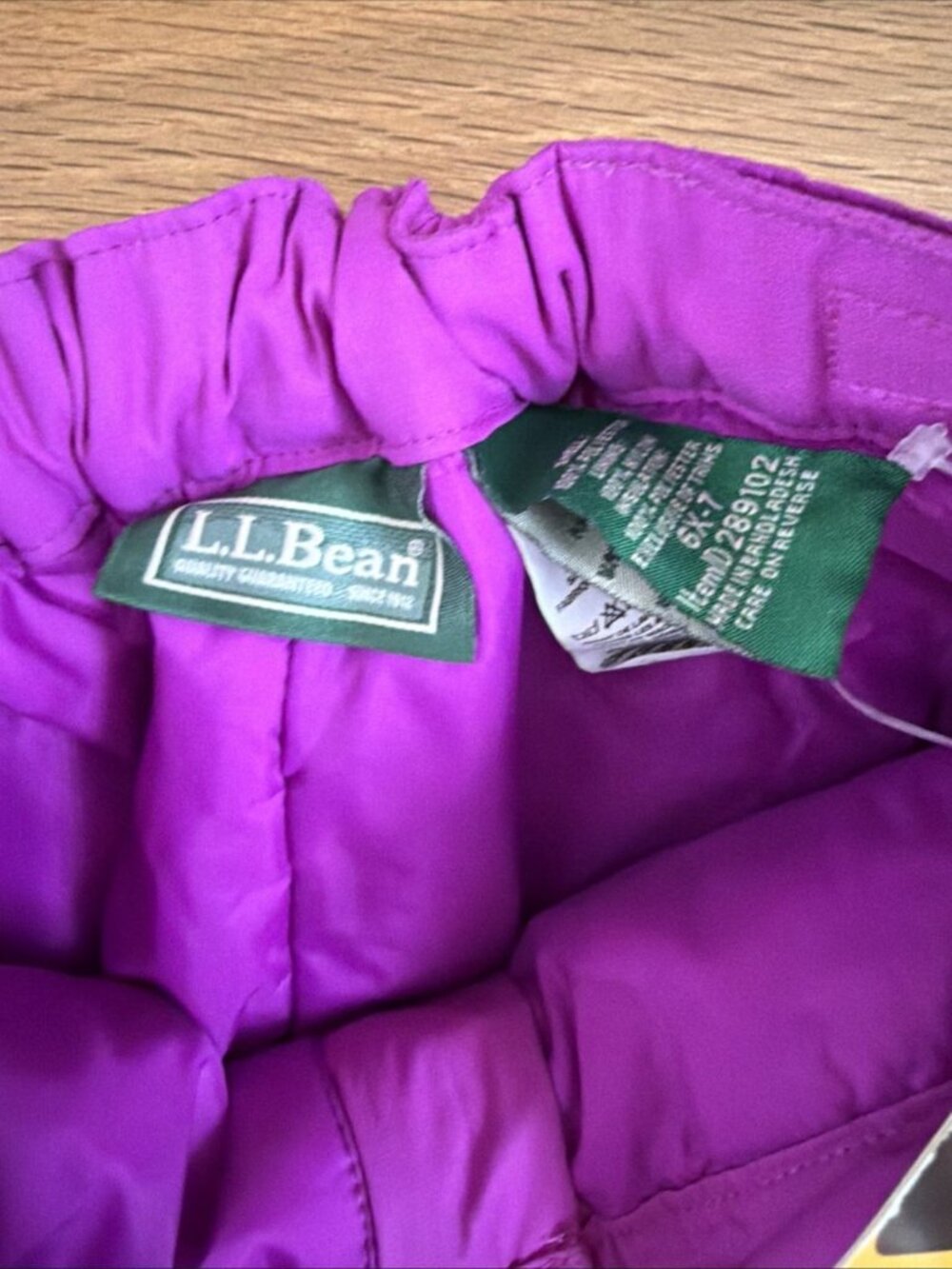 L.L. Bean Girls Snow Pants Purple Thinsulate Adjustable Waist Size 6X-7 - Picture 3 of 6